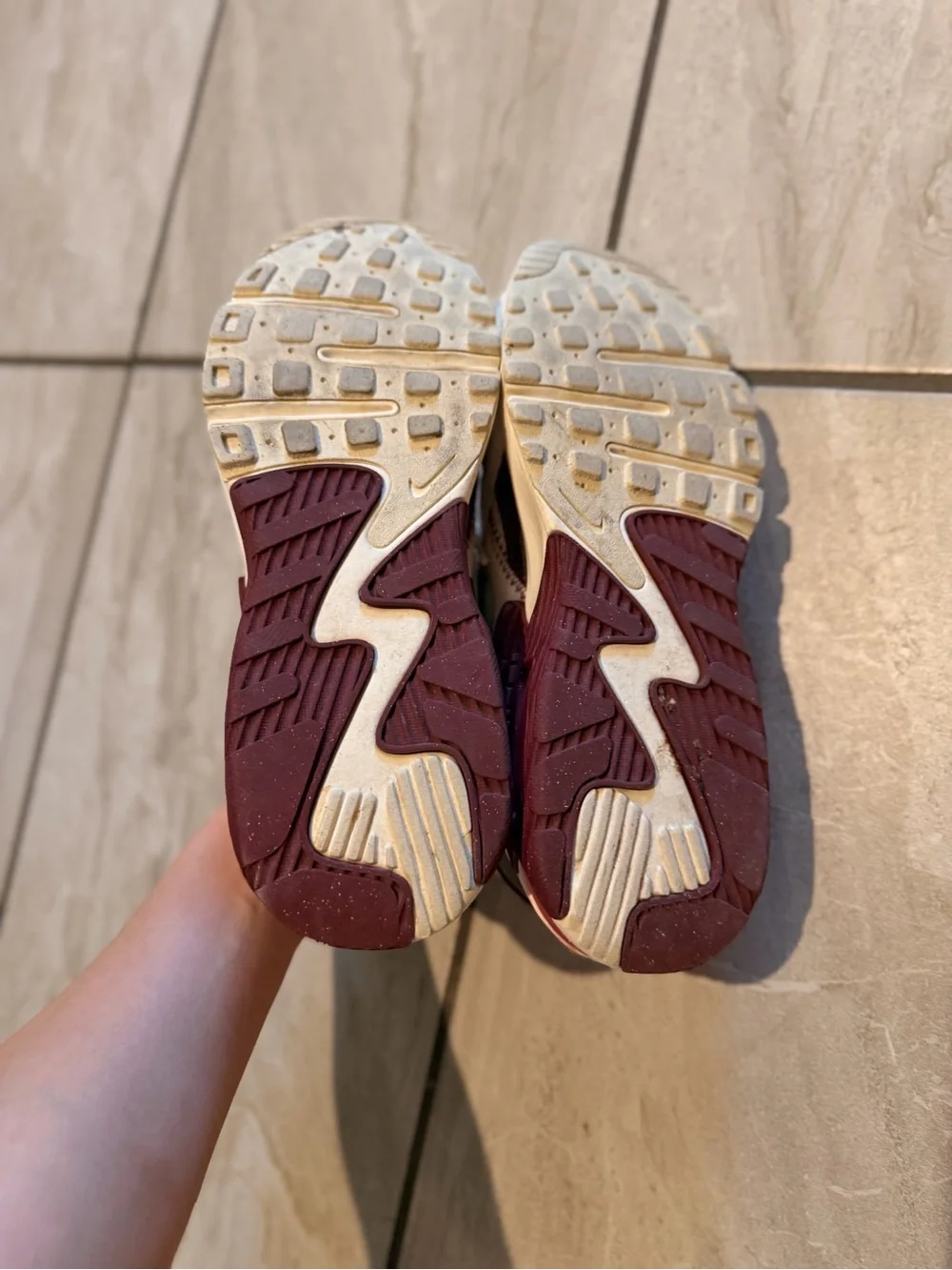 Nike White Sneakers with Mint Swoosh and Maroon Accents